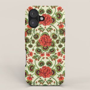 Red Geraniums - Vintage-Inspired Floral Pattern For Spring iPhone Case