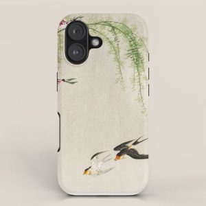 Swallows mid flight - Vintage Japanese Woodblock Print Art iPhone Case