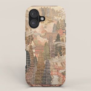 Antique 1920's Chinese Art Deco Abstract Landscape Tapestry iPhone Case