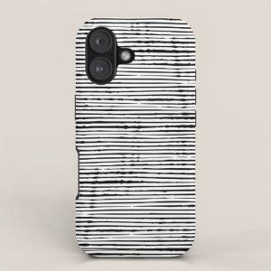 Rustic, Abstract Stripes Pattern, Black and White iPhone Case