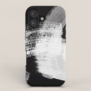 modern painterly brush strokes texture in bw iPhone Case