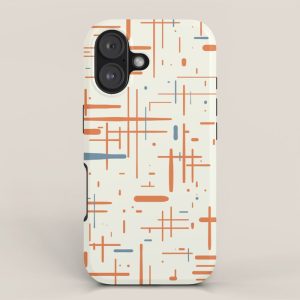 Mid-Century Modern Kinetikos Pattern Orange Teal Cream iPhone Case