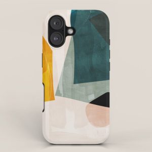 mid century shapes abstract painting 3 iPhone Case