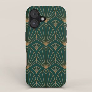 Art Deco Emerald Green & Gold Pattern iPhone Case