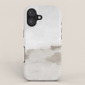 Sands of Time I - Gray Clouds Beige Sandy Desert Dunes Desolate Abstract Nature Painting Art Print iPhone Case