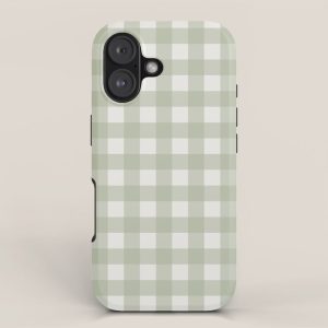 Sage Green Gingham Check Pattern iPhone Case