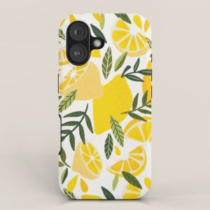 Lemon Blooms on White iPhone Case