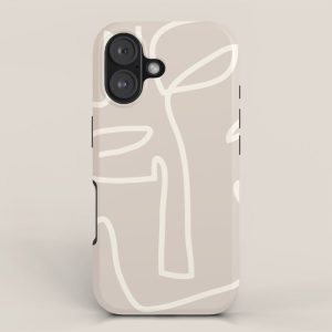 Abstract line art / Face/beige iPhone Case