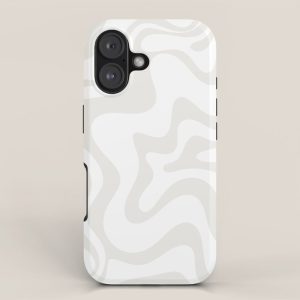 Liquid Swirl Abstract Pattern in Nearly White and Pale Stone iPhone Case