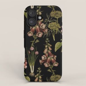 Vintage Botanical Springflowers And Herbs Midnight Garden iPhone Case