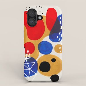Fun Mid Century Modern Abstract Minimalist Vintage Primary Colors Blue Red Yellow Bubbles iPhone Case