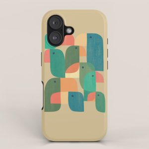 Mid-century tropical birds iPhone Case