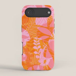 Tropical Jungle Pattern - Orange & pink iPhone Case