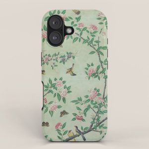 Antique Chinoiserie Peony Flower Bird Garden 1800 iPhone Case