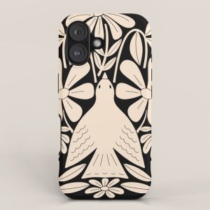 Freedom - Bird and Flower - Black and White iPhone Case