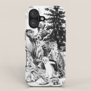 'Cats Decorating The Christmas Tree' Vintage Cat Art by Louis Wain iPhone Case