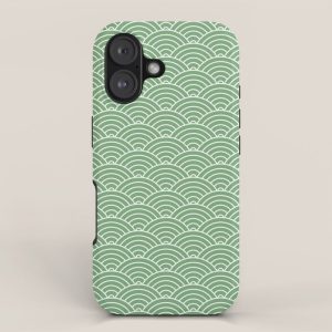 Japanese Waves Pattern Green iPhone Case