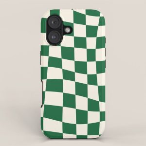 Wavy Checkered Green and White iPhone Case