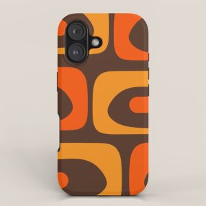 Mid-Century Modern Piquet Retro Minimalist Abstract in 70s Brown and Orange iPhone Case