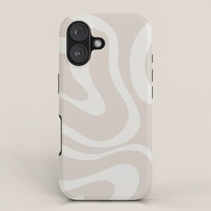 Modern Liquid Swirl Abstract Pattern in Neutral Light Beige Tones iPhone Case