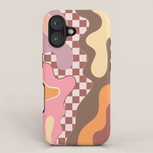 Abstract Swirls with Check iPhone Case
