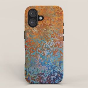 Vintage Rust, Terracotta and Blue iPhone Case