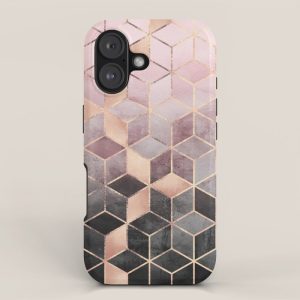 Pink And Grey Gradient Cubes iPhone Case