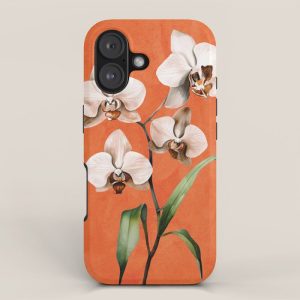 White Orchid Floral Art 3 iPhone Case