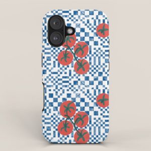 Tomatoes Checkered Grid iPhone Case