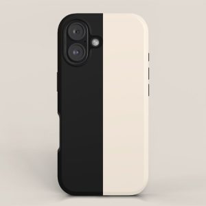 Stripe Black and Cream Half Half Minimal Modern Color Block Pattern iPhone Case