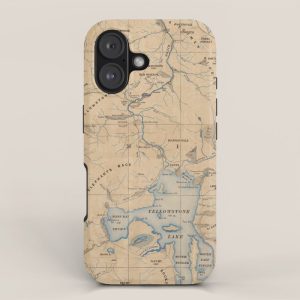 Vintage Map of Yellowstone National Park (1889) iPhone Case