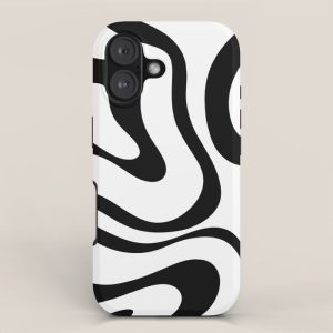 Zebra Swirl Abstract Pattern in Black and White iPhone Case
