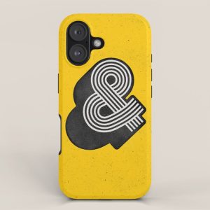 Ampersand black and white and yellow 3D typography design minimalist home decor wall decor iPhone Case