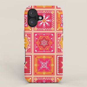 Talavera Mexican Tile - Hot Pink & Orange Palette iPhone Case