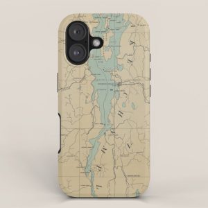 Vintage Lake Champlain Lighthouse Map (1896) iPhone Case