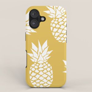 Tropical, Pineapples, Navy Blue ad White iPhone Case