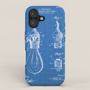 Light Bulb Patent - Designer Industrial Design Art - Blueprint iPhone Case