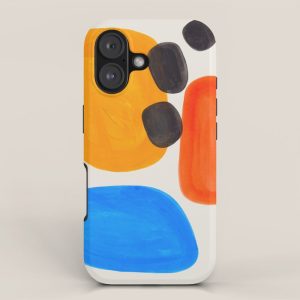 Minimalist Modern Mid Century Colorful Abstract Shapes Primary Colors Yellow Orange Blue Bubbles iPhone Case