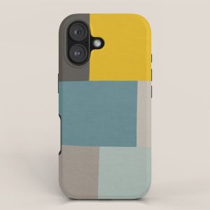 Teal Mustard Gray Modern Patchwork iPhone Case