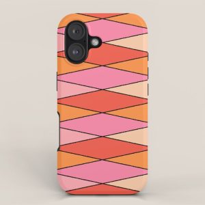 Pink Orange Yellow Harlequin Colorful Mid Century Geometric Pattern iPhone Case
