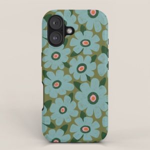 Modern Floral - Turquoise, Green and Pink iPhone Case