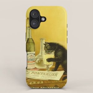 Cat, Absinthe, Vintage Beverage Poster iPhone Case