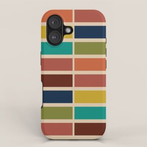Nelson Blocks II - Midcentury Modern Geometric in Mid Century Mod Mustard, Olive, Teal, Orange, Beige iPhone Case