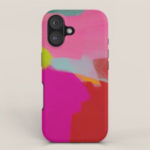 landscape in red with pink abstract art iPhone Case