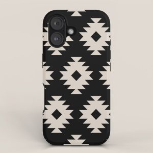 Southwestern Pattern 542 Black and Linen White iPhone Case