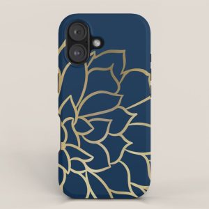 Gold and Navy Flower iPhone Case