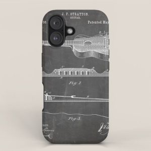 Acoustic Guitar Patent - Guitar Player Music Lover Art - Black Chalkboard iPhone Case