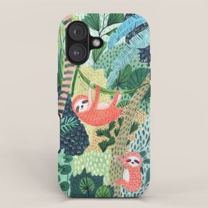 Jungle Sloth Family iPhone Case