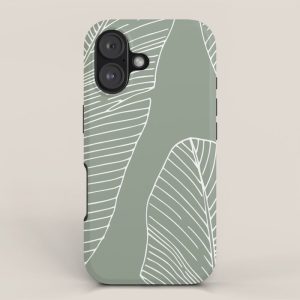 Line Drawing, Green, Palms Print, Boho Wall Art iPhone Case