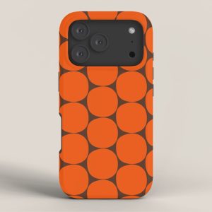 Mod Dots Retro Contemporary Pattern in 70s Orange and Dark Brown iPhone Case